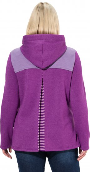 Ulla Popken Waffle Pique Contrast Color Hoodie Dark Purple - Naisten hupparit ja collegepaidat isot koot - 