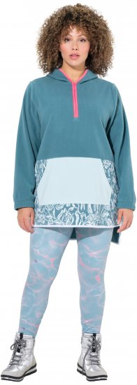 Ulla Popken Floral Detail Fleece Hoodie Ice Green - Naisten hupparit ja collegepaidat isot koot - 