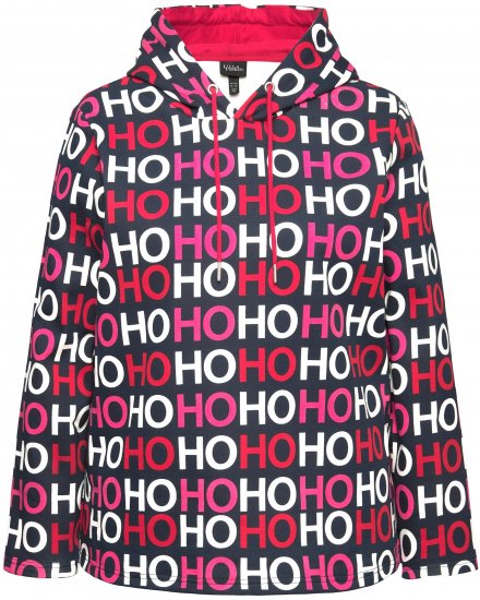 Ulla Popken Ho Ho Ho Lettering Hooded Sweatshirt Navy - Naisten hupparit ja collegepaidat isot koot - 