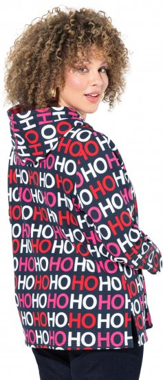 Ulla Popken Ho Ho Ho Lettering Hooded Sweatshirt Navy - Naisten hupparit ja collegepaidat isot koot - 