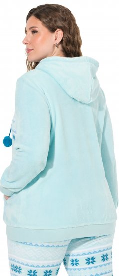 Ulla Popken Plush Alpine Striped Motif Loungewear Hoodie Baby Blue - Naisten hupparit ja collegepaidat isot koot - 