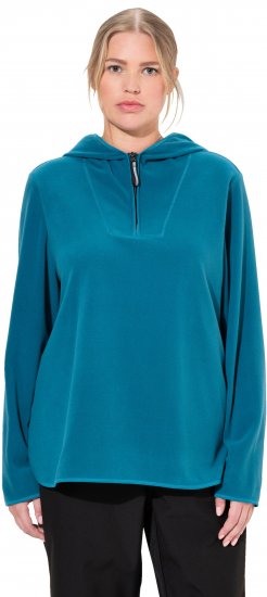 Ulla Popken Fleece Sweatshirt Hoodie Dark Petrol - Naisten hupparit ja collegepaidat isot koot - 