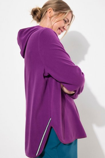 Ulla Popken Fleece Sweatshirt Hoodie Aubergine - Naisten hupparit ja collegepaidat isot koot - Mukavat collegepaidat, huput ja neuleet
