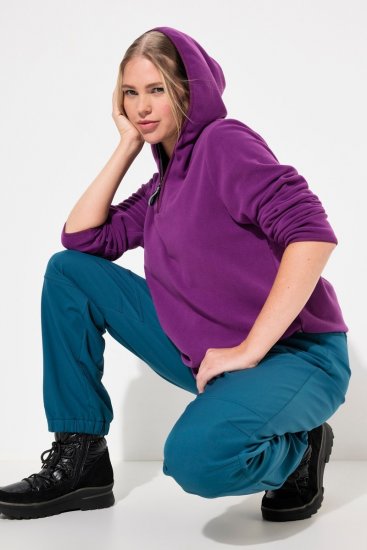 Ulla Popken Fleece Sweatshirt Hoodie Aubergine - Naisten hupparit ja collegepaidat isot koot - Mukavat collegepaidat, huput ja neuleet