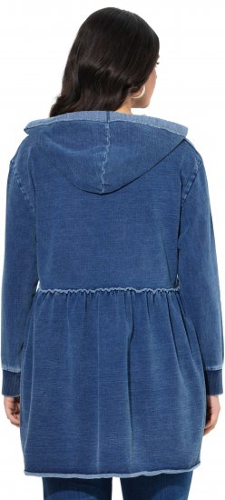 Ulla Popken Indigo Dyed Flounce Panel Hoodie Blue - Hupparit ja collegepaidat - 