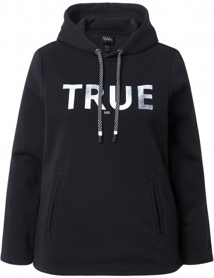 Ulla Popken TRUE Lettering Hoodie Black - Naisten hupparit ja collegepaidat isot koot - 