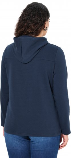 Ulla Popken TRUE Lettering Hoodie Navy Blue - Naisten hupparit ja collegepaidat isot koot - 