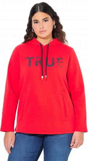 Ulla Popken TRUE Lettering Hoodie Neon Red - Hupparit ja collegepaidat - 