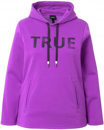 Ulla Popken TRUE Lettering Hoodie Neon Red - Hupparit ja collegepaidat - 