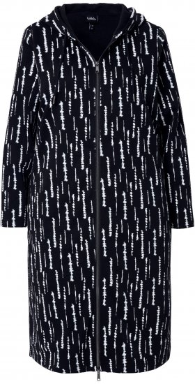 Ulla Popken Graphic Hooded Sweatshirt Dress Black - Naisten hupparit ja collegepaidat isot koot - 