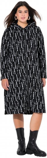Ulla Popken Graphic Hooded Sweatshirt Dress Black - Naisten hupparit ja collegepaidat isot koot - 