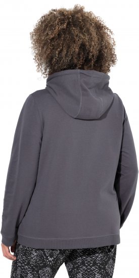 Ulla Popken Snake Detail Zip-Up Hoodie Graphite Grey - Naisten hupparit ja collegepaidat isot koot - 