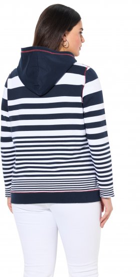 Ulla Popken Oversized Striped Long Sleeve Hoodie Ink Blue - Hupparit ja collegepaidat - 