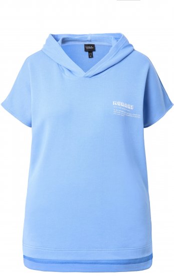 Ulla Popken Quick Drying Short Sleeve Hoodie Light Blue - Naisten hupparit ja collegepaidat isot koot - 
