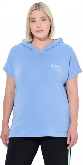 Ulla Popken Quick Drying Short Sleeve Hoodie Light Blue - Naisten hupparit ja collegepaidat isot koot - 