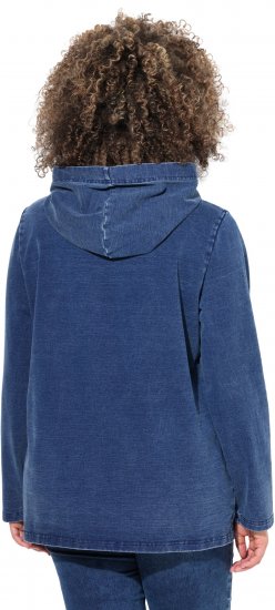 Ulla Popken Perfect Flow Embroidered Hoodie Indigo Denim - Naisten hupparit ja collegepaidat isot koot - 
