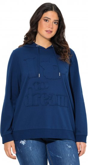 Ulla Popken Applique Lettering Hooded Sweatshirt Dark Blue - Hupparit ja collegepaidat - 