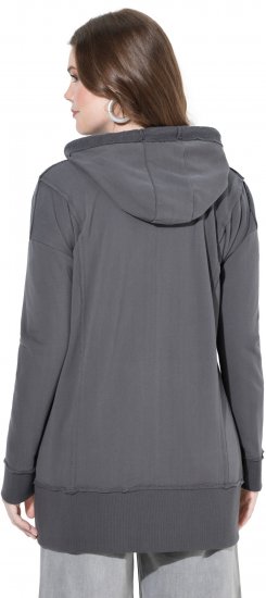 Ulla Popken Decorative Seam Zip-Up Hoodie Graphite Grey - Naisten hupparit ja collegepaidat isot koot - 