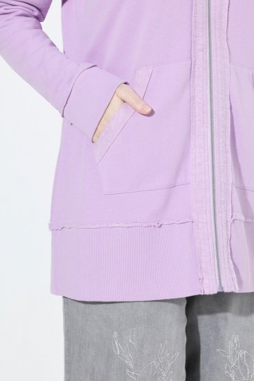 Ulla Popken Decorative Seam Zip-Up Hoodie Lavender - Naisten hupparit ja collegepaidat isot koot - Mukavat collegepaidat, huput ja neuleet