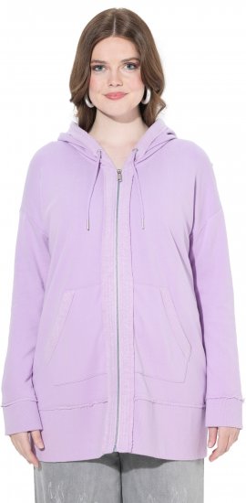 Ulla Popken Decorative Seam Zip-Up Hoodie Lavender - Naisten hupparit ja collegepaidat isot koot - 