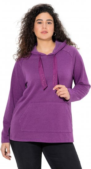 Ulla Popken Rhinestone Drawstring Moon Wash Hoodie Light Plum - Naisten hupparit ja collegepaidat isot koot - 