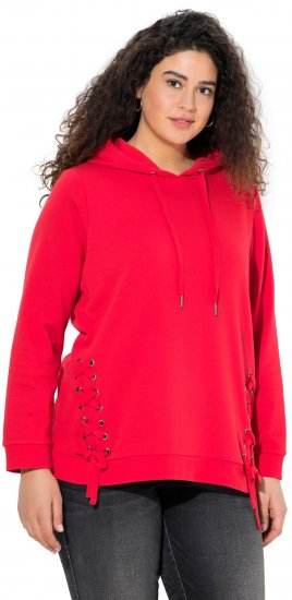 Ulla Popken Decorative Lace-Up Hoodie Lychee - Ulla Popken - 