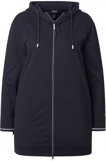 Ulla Popken Contrast Piping Zip-Up Hoodie Black - Naisten hupparit ja collegepaidat isot koot - 