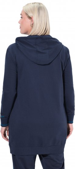 Ulla Popken Contrast Piping Zip-Up Hoodie Navy - Naisten hupparit ja collegepaidat isot koot - 