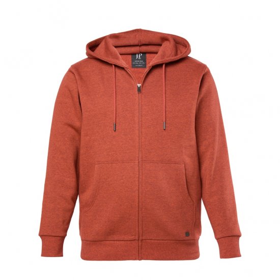 JP1880 Hoodie With Zipper Brick Brown - Hupparit ja collegepaidat - Miesten hupparit ja collegepaidat isot koot