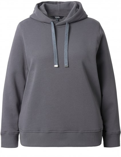 Ulla Popken Relaxed Fit Long Sleeve Hoodie Graphite Grey - Naisten hupparit ja collegepaidat isot koot - 