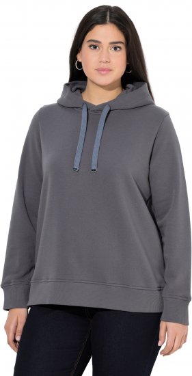 Ulla Popken Relaxed Fit Long Sleeve Hoodie Graphite Grey - Naisten hupparit ja collegepaidat isot koot - 