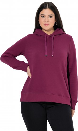 Ulla Popken Relaxed Fit Long Sleeve Hoodie Dark Berry - Naisten hupparit ja collegepaidat isot koot - 