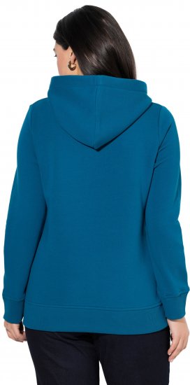 Ulla Popken Relaxed Fit Long Sleeve Hoodie Cerulean - Naisten hupparit ja collegepaidat isot koot - 
