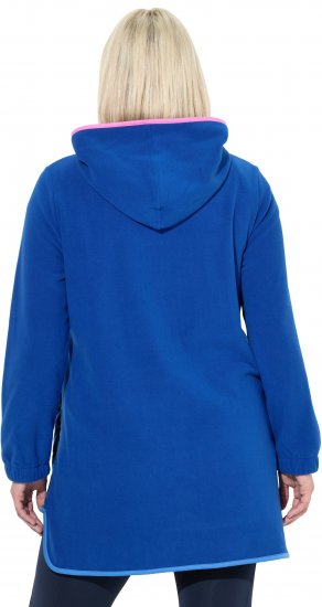 Ulla Popken Color Block Fleece Hoodie Denim Blue - Naisten hupparit ja collegepaidat isot koot - 