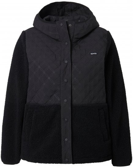Ulla Popken Mixed Texture Hoodie Black - Naisten hupparit ja collegepaidat isot koot - 