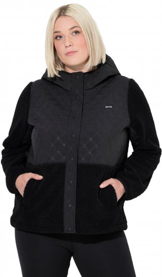 Ulla Popken Mixed Texture Hoodie Black - Naisten hupparit ja collegepaidat isot koot - 