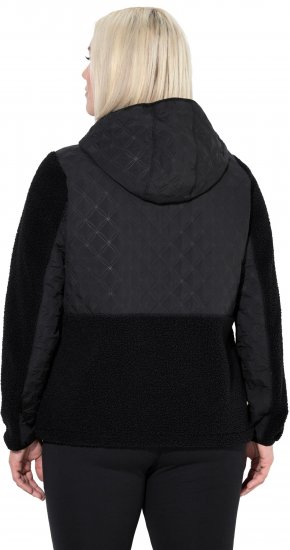Ulla Popken Mixed Texture Hoodie Black - Naisten hupparit ja collegepaidat isot koot - 