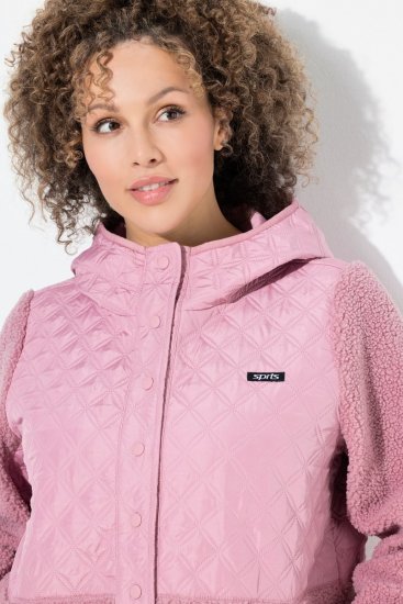 Ulla Popken Mixed Texture Hoodie Wildberry - Naisten hupparit ja collegepaidat isot koot - Mukavat collegepaidat, huput ja neuleet