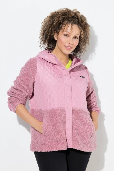 Ulla Popken Mixed Texture Hoodie Wildberry - Naisten hupparit ja collegepaidat isot koot - Mukavat collegepaidat, huput ja neuleet