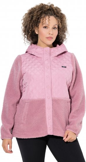 Ulla Popken Mixed Texture Hoodie Wildberry - Naisten hupparit ja collegepaidat isot koot - 