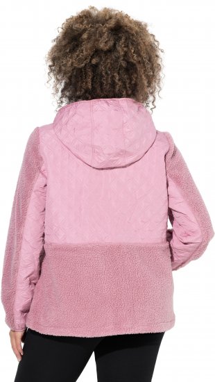 Ulla Popken Mixed Texture Hoodie Wildberry - Naisten hupparit ja collegepaidat isot koot - 