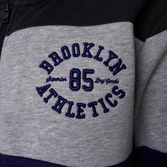 Kam Jeans 7083 Zip Thru Cut & Saw Brooklyn Hoodie Jet Black - Hupparit ja collegepaidat - Miesten hupparit ja collegepaidat isot koot