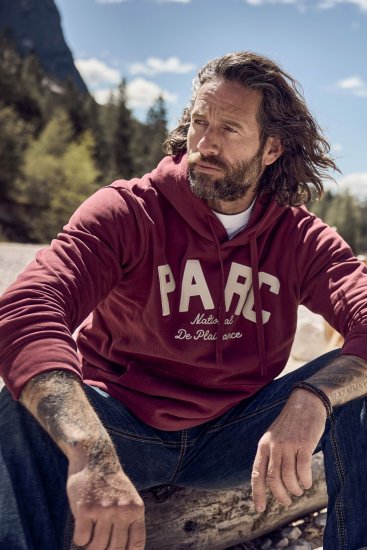 JP1880 Hoodie with Embroidery Aubergine - Hupparit ja collegepaidat - Miesten hupparit ja collegepaidat isot koot