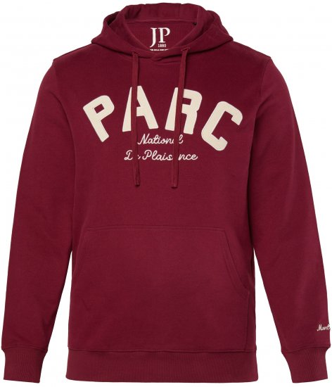 JP1880 Hoodie with Embroidery Aubergine - Hupparit ja collegepaidat - Miesten hupparit ja collegepaidat isot koot