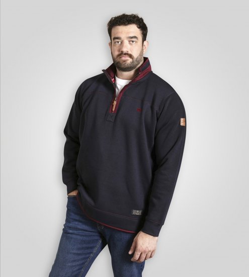 Duke Leicester Quarter Neck Fleece Sweatshirt Navy TALL - TALL collegepaidat - 