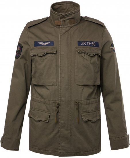 JP1880 Field Jacket with Badges Vintage Look TALL Moss Green - TALL takit - 