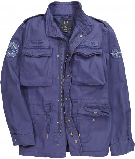 JP1880 Field Jacket with Badges Vintage Look Light Azure Blue - Takit - Miesten Takit, isot koot – 2XL – 12XL