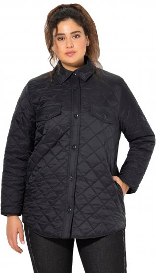 Ulla Popken Quilted Water Repellent Shirt Jacket Black - Takit - 