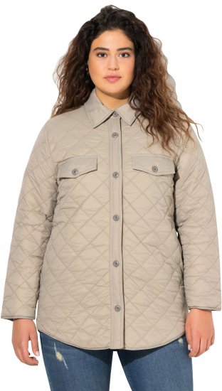 Ulla Popken Quilted Water Repellent Shirt Jacket Medium Grey - Takit - 