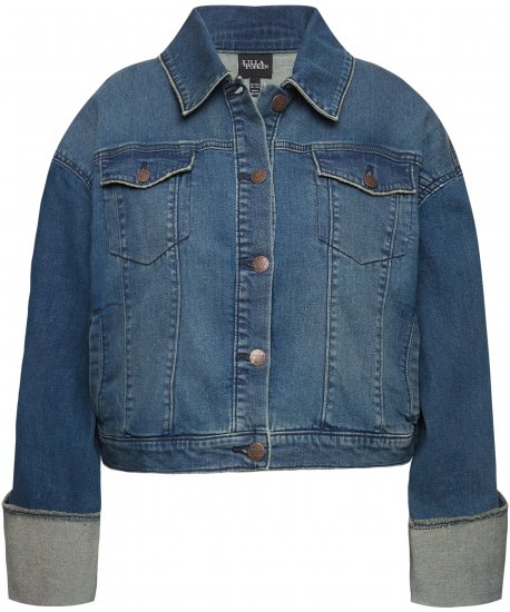 Ulla Popken Wide Cuff Denim Jacket Blue Denim - Takit - 